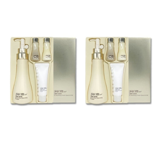 2 x Su:m37 Skin Saver Essential Cleansing Foam July 2025 Set (4 Items) from Korea by Su:m37