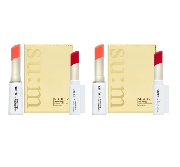 2 x Su:m37 Time Energy Moist Lip Balm Coral Sep. 2025 Set (2 Items) from Korea