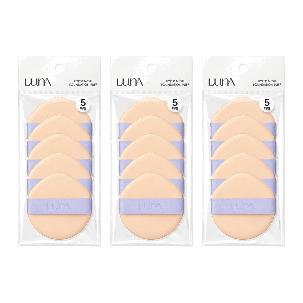 LUNA Hyper Mesh Foundation Puff 5 pcs pack – 3 pack