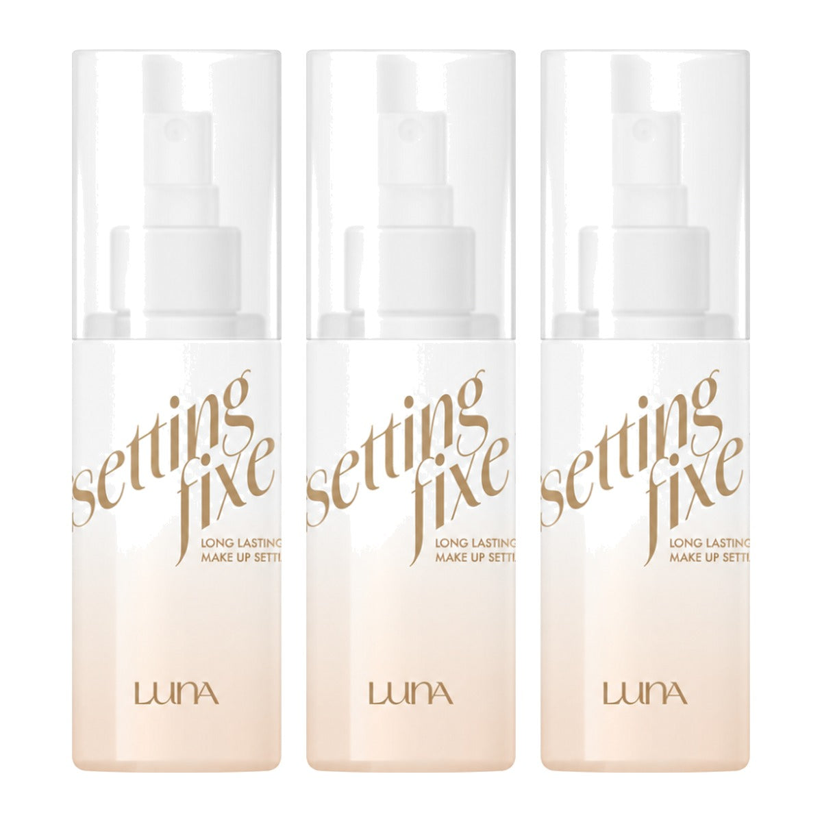 LUNA Long Lasting Make Up Setting Fixer 50ml spray bottle – 3 pack