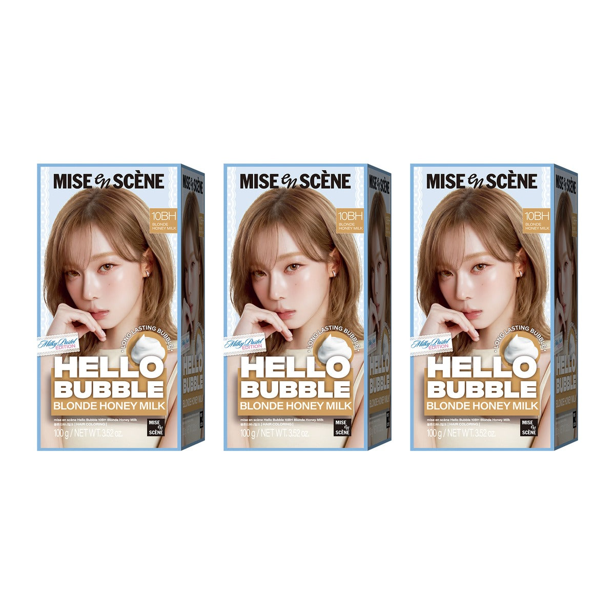 Mise-en-scene New Hello Bubble 10BH Blonde Honey Milk foam hair dye 100g – 3 pack
