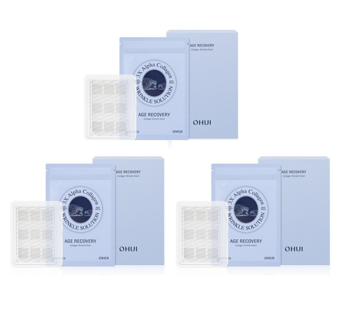 3 x OHUI Age Recovery Collagen Wrinkle Patch – 9 Patches, Anti-Aging Care from Korea by O HUI