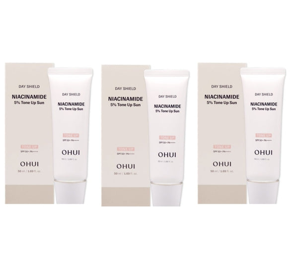 3 x O HUI Day Shield Niacinamide 5% Tone-Up Sun SPF50+ PA++++ 50ml from Korea