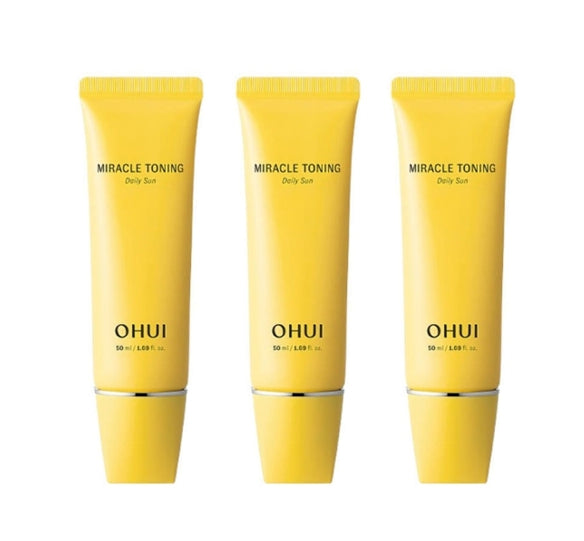 3 x O HUI Miracle Toning Daily Sun SPF50+ PA++++ – 50ml from Korea