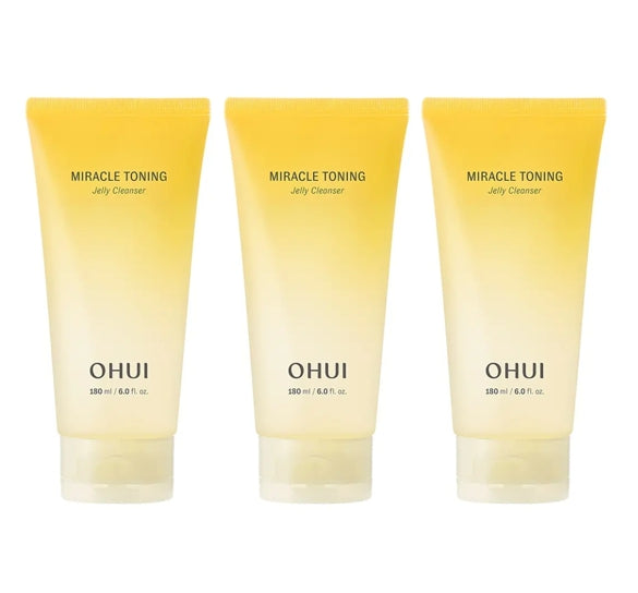 3 x O HUI Miracle Toning Jelly Cleanser 180ml – Brightening Gel Wash from Korea