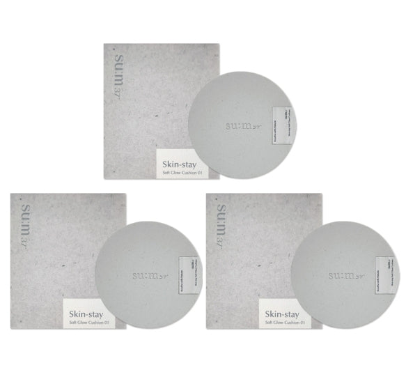 3 x Su:m37 Skin-stay Soft Glow Cushion Pack, Main 13g + Refill 13g from Korea