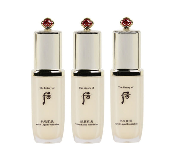 3 x The History of Whoo Gongjinhyang:Mi Velvet Liquid Foundation 3 Colours from Korea