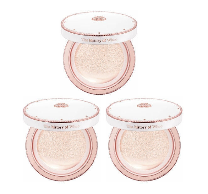 3 x The History of Whoo Gongjinhyang:Seol Radiant White Tone Up Sun Cushion Pack (Main 13g + Refill 13g) from Korea