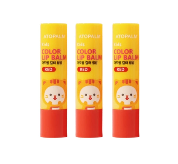3 x ATOPALM Kids Color Lip Balm 3.3g Red from Korea by ATOPALM
