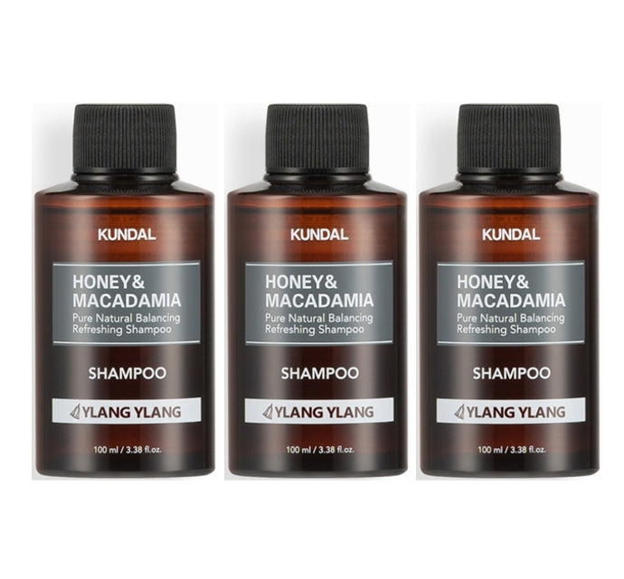 3 x KUNDAL Honey & Macadamia Nature Shampoo Ylang Ylang 100ml by KUNDAL