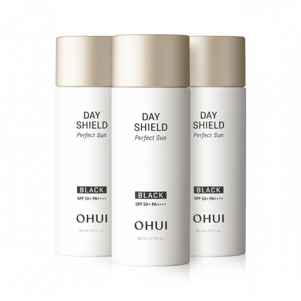 3 x O HUI Day Shield Perfect Sun Black SPF50+, PA++++ 80ml from Korea