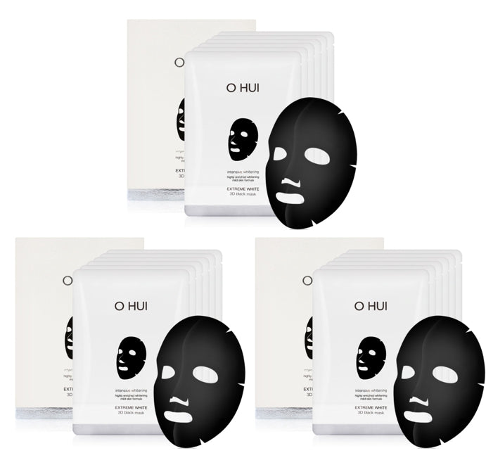 3 x O HUI Extreme White 3D Black Mask (6 Sheets) from Korea