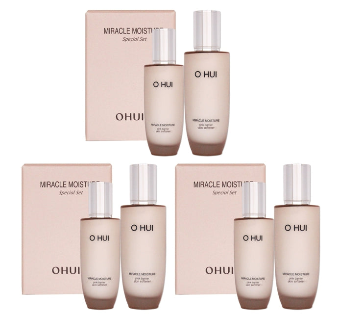 3 x OHUI Miracle Moisture Pink Barrier Skin Softener Aug. 2026 Set (2 Items) from Korea