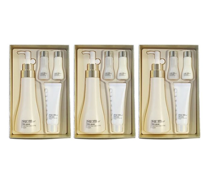3 x Su:m37 Skin Saver Essential Cleansing Foam Set (4 Items) Aug. 2026  from Korea