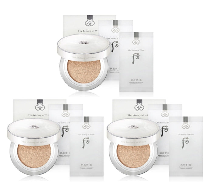 3 x The history of whoo Gongjinhyang:Seol Radiant White Moisture Cushion Foundation #21 Aug. 2026 Set (3 Items) from Korea