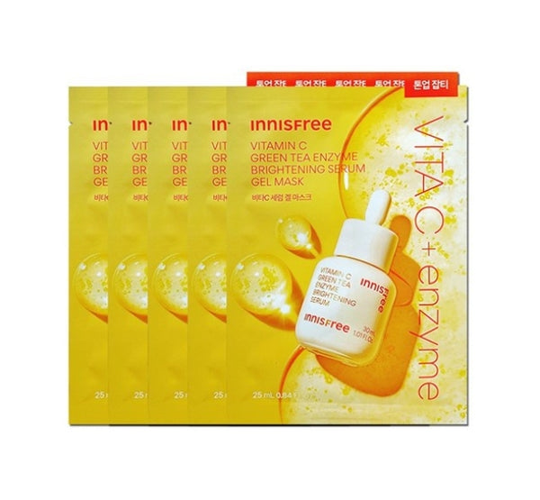 5 x innisfree Vitamin C Green Tea Enzyme Brightening Serum Gel Mask 25ml from Korea by innisfree
