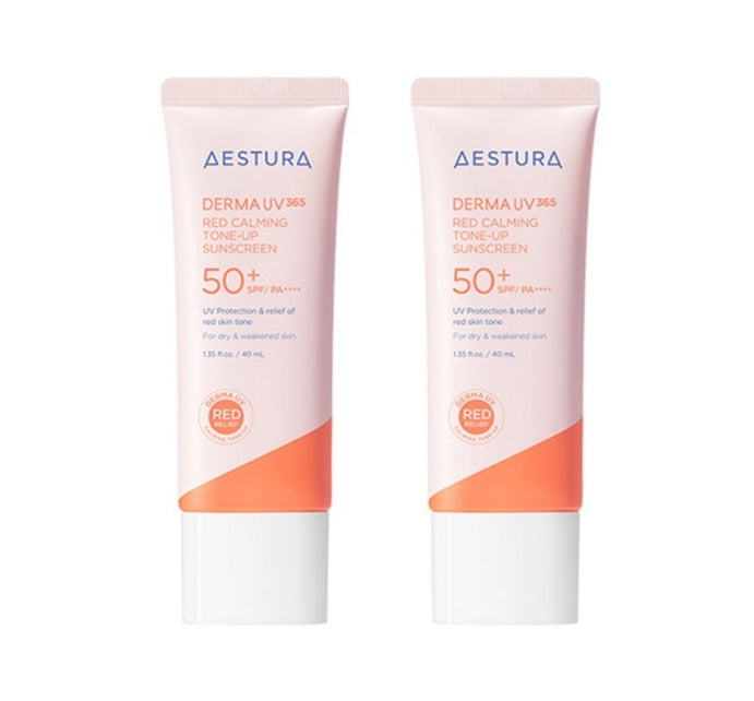 2 x AESTURA Derma UV365 Red Calming Tone-Up Sunscreen 40ml from Korea by AESTURA