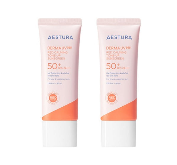 2 x AESTURA Derma UV365 Red Calming Tone-Up Sunscreen 40ml from Korea by AESTURA