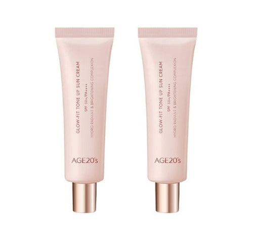 2 x AGE 20's Glow Fit Tone Up Sun Cream 50ml, SPF50+ PA++++ from Korea by AGE 20's