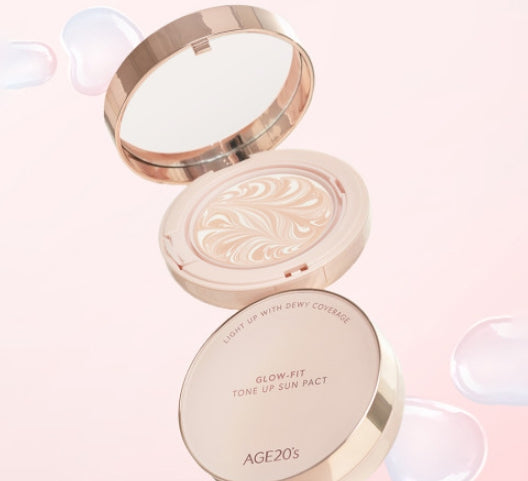 2 x AGE 20's Glow Fit Tone Up Sun Pact (Main 12.5g + Refill 12.5g) SPF50+ PA++++ from Korea by AGE 20's