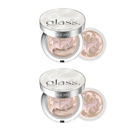 2 x AGE 20's Glass Skin Essence Pact Glow (Main+Refill) #21 Netural Ivory SPF50+ PA++++ from Korea by AGE 20's
