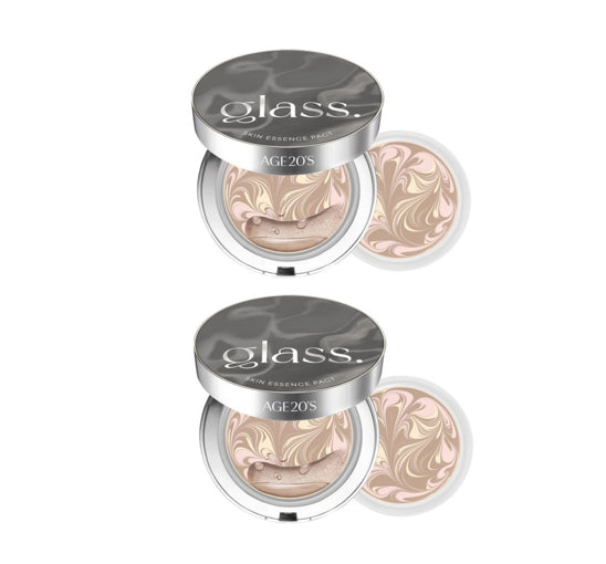 2 x AGE 20's Glass Skin Essence Pact Perfect (Main+Refill) #21 Netural Ivory SPF50+ PA++++ from Korea by AGE 20's