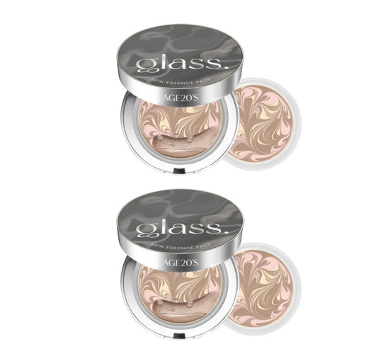2 x AGE 20's Glass Skin Essence Pact Perfect (Main+Refill) #23 Netural Beige SPF50+ PA++++ from Korea by AGE 20's