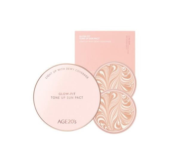 AGE 20's Glow Fit Tone Up Sun Pact, Main 12.5g + Refill 12.5g SPF50+ PA++++ from Korea by AGE 20's