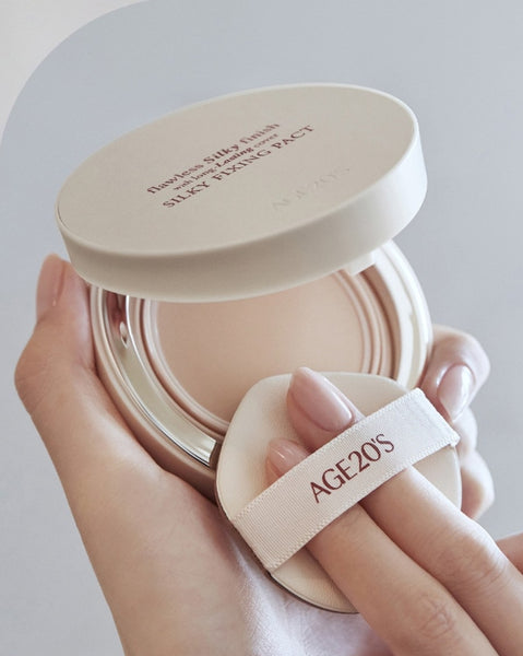 AGE 20's Silky Fixing Pact #21 Light Beige (Main+Refill), SPF50+ PA++++ from Korea by AGE 20's
