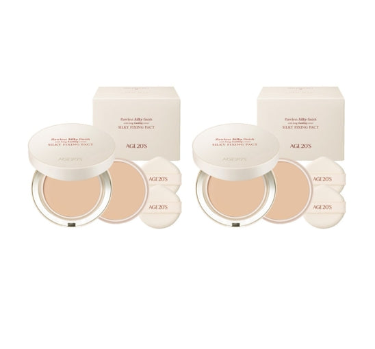 2 x AGE 20's Silky Fixing Pact #23 Medium Beige (Main+Refill), SPF50+ PA++++ from Korea by AGE 20's