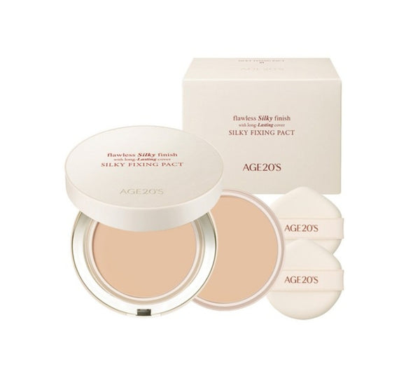AGE 20's Silky Fixing Pact #21 Light Beige (Main+Refill), SPF50+ PA++++ from Korea by AGE 20's