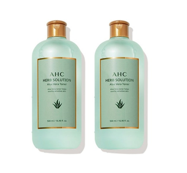 2 x AHC Herb Solution Aloe Vera Toner 500ml from Korea by AHC