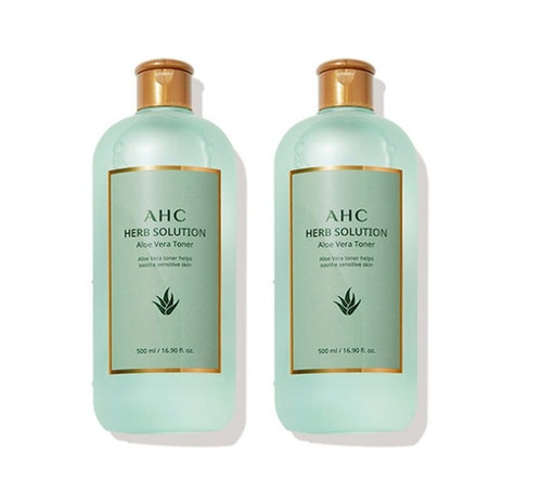 2 x AHC Herb Solution Aloe Vera Toner 500ml from Korea by AHC