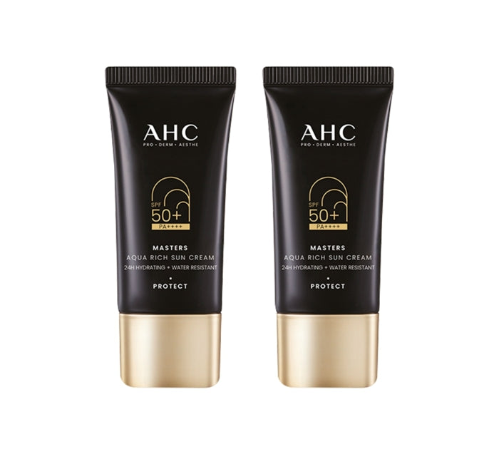 2 x AHC Masters Aqua Rich Sun Cream SPF50+ PA++++ 30ml from Korea by AHC