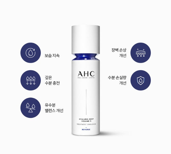 AHC Hyaluro-Deep Volume 5 Treatment Essence + Emulsion Set (2 Items) from Korea by AHC
