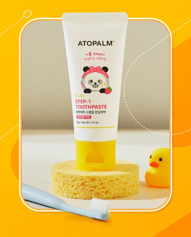 6 x ATOPALM Kids Chika Chika Step-1 Toothpaste (Natural Strawberry Flavor) 60g from Korea