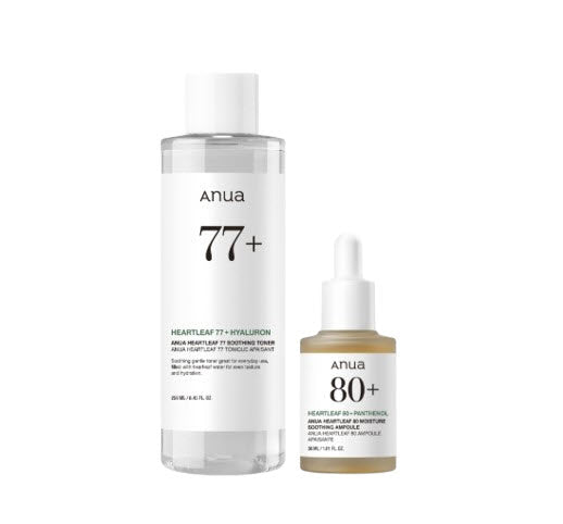Anua Heartleaf 77 Soothing Toner 250ml + Heartleaf 80 Moisture Soothing Ampoule 30ml from Korea by Anua