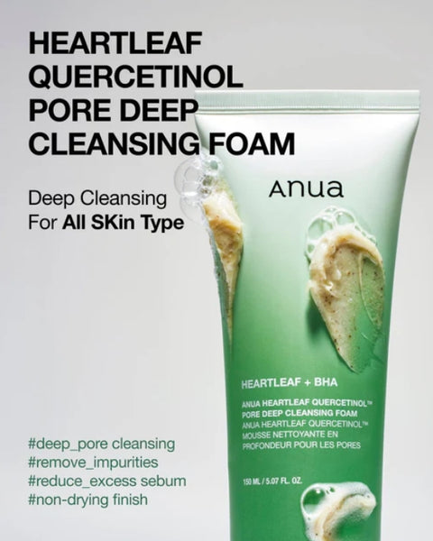 2 X Anua Heartleaf Quercetinol Pore Deep Cleansing Foam 150ml from Korea by Anua