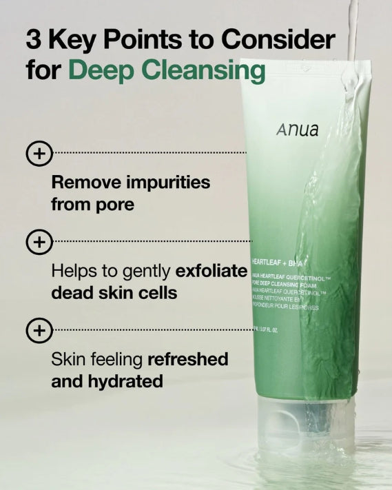 2 X Anua Heartleaf Quercetinol Pore Deep Cleansing Foam 150ml from Korea by Anua