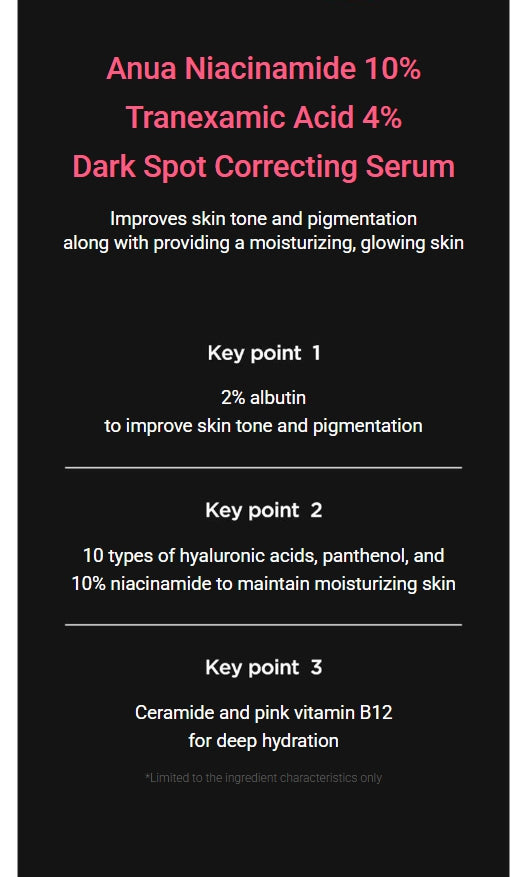 Anua Niacinamide 10% +TXA 4% Dark Spot Correcting Serum 30ml from Korea by Anua