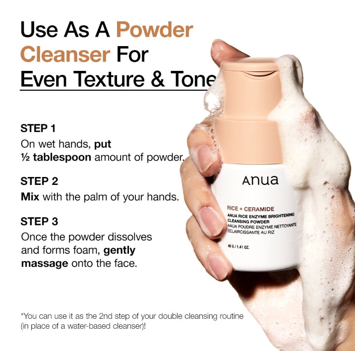 Anua Rice Enzyme Brightening Cleansing Powder 40g from Korea by Anua