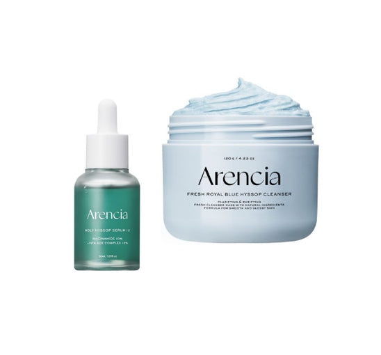Arencia Blue Hyssop Rice Mochi Cleanser 120g + Holy Hyssop Serum 12 30ml from Korea by Arencia