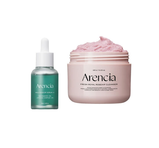 Arencia Rosehip Rice Mochi Cleanser 120g + Holy Hyssop Serum 12 30ml from Korea by Arencia