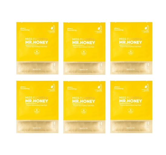 6 x BANILA CO Miss Flower & Mr. Honey Propolis Rejuvenating 2 Step Mask from Korea