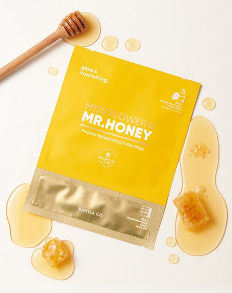 6 x BANILA CO Miss Flower & Mr. Honey Propolis Rejuvenating 2 Step Mask from Korea