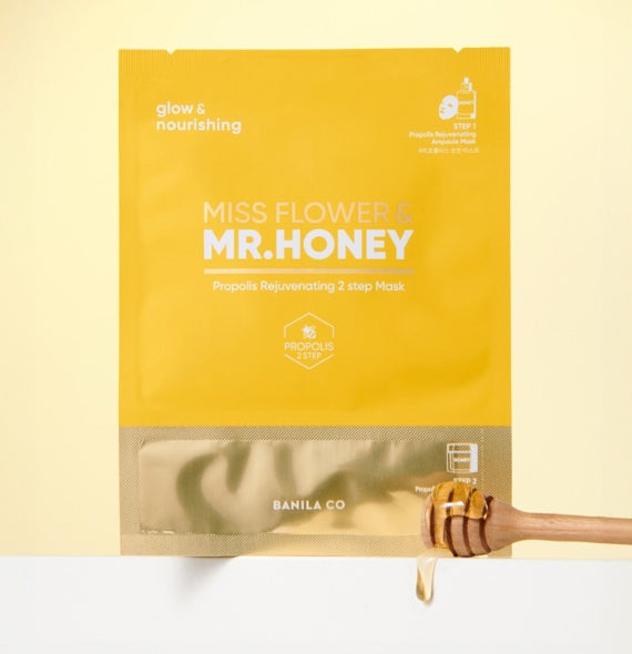 6 x BANILA CO Miss Flower & Mr. Honey Propolis Rejuvenating 2 Step Mask from Korea