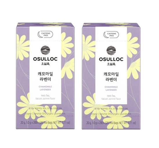 2 x [CAFFEINE FREE] Osulloc Chamomile Lavender Tea (20 Tea Bags), Caffeine‑Free, Herbal Tea, Natural Jasmine Flavor  from Korea