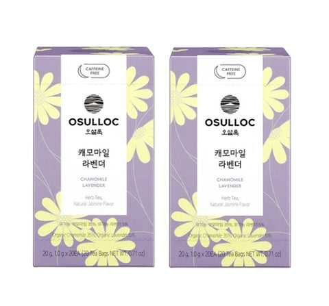 2 x [CAFFEINE FREE] Osulloc Chamomile Lavender Tea (20 Tea Bags), Caffeine‑Free, Herbal Tea, Natural Jasmine Flavor  from Korea