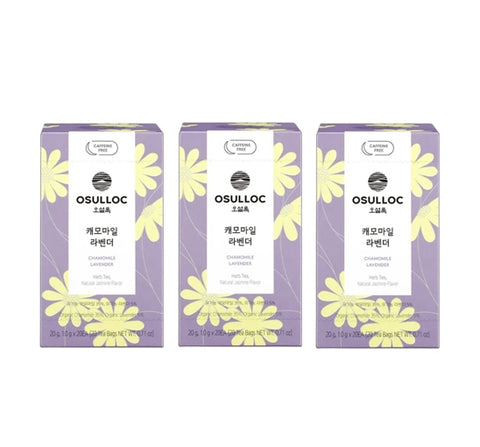 3 x [CAFFEINE FREE] Osulloc Chamomile Lavender Tea (20 Tea Bags), Caffeine‑Free, Herbal Tea, Natural Jasmine Flavor  from Korea