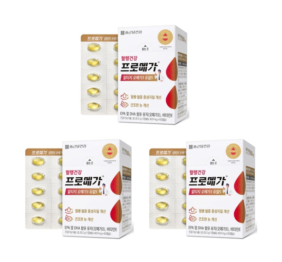 3 x CHONGKUNDANG Healthcare Promega rTG Omega 3 Dual S, 60 Capsules from Korea